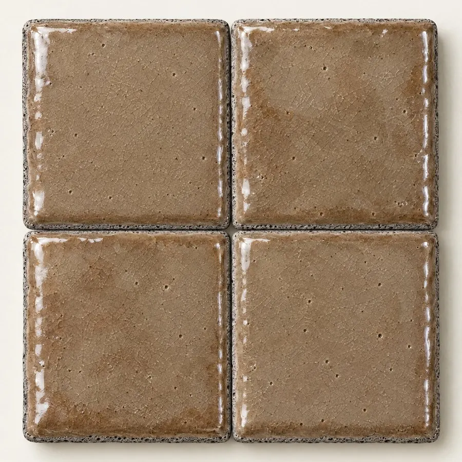 Taupe glazed lava stone tile