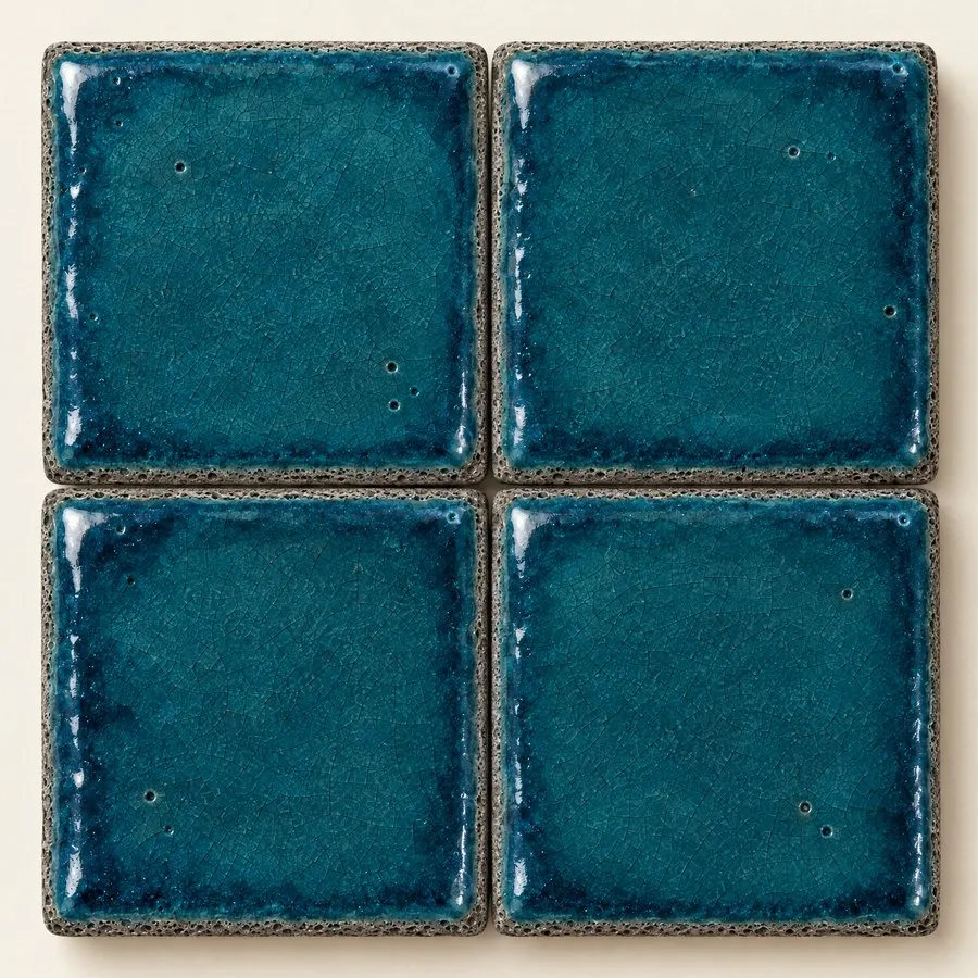 Teal glazed lava stone tile