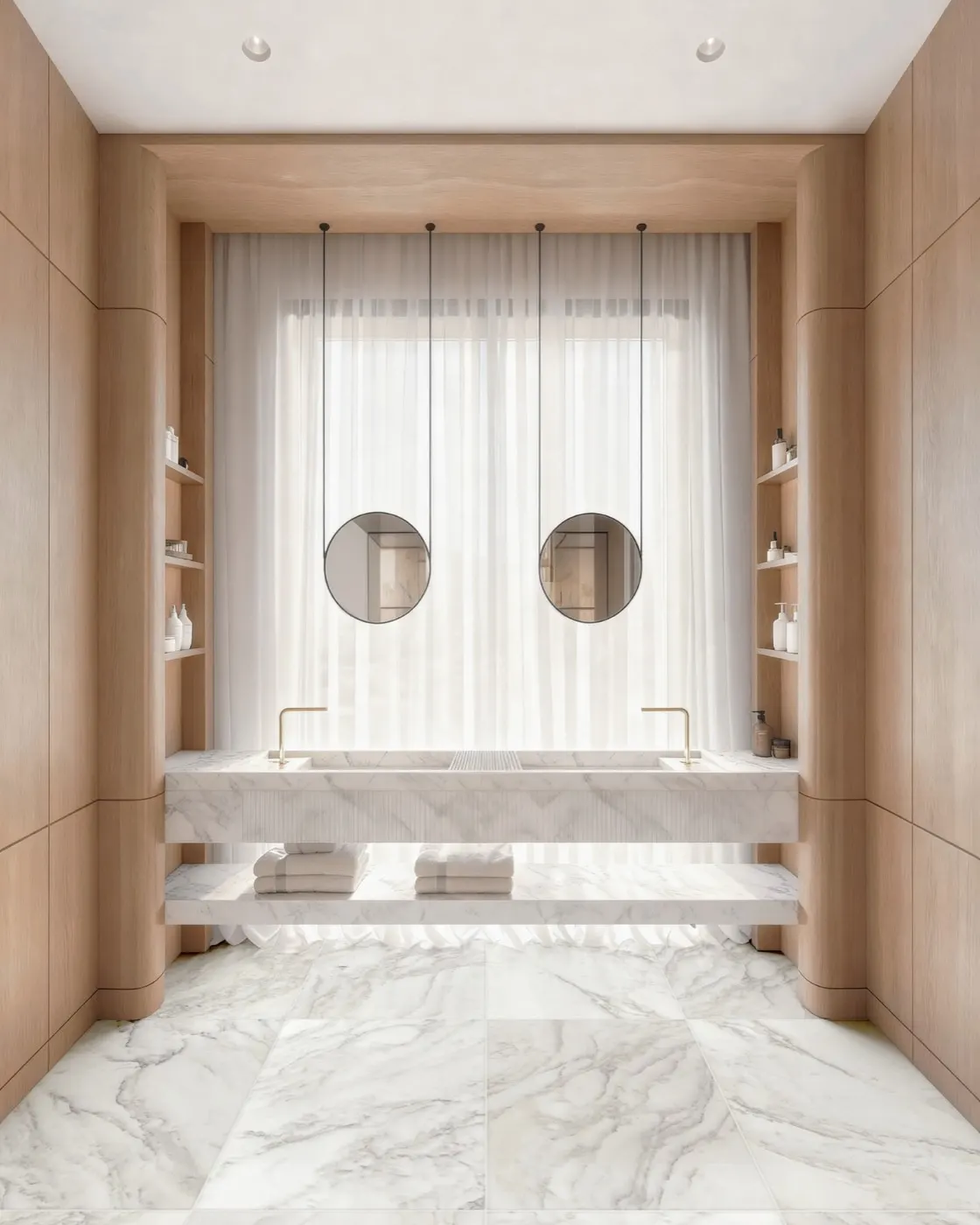 Calacatta Olivia marble installed