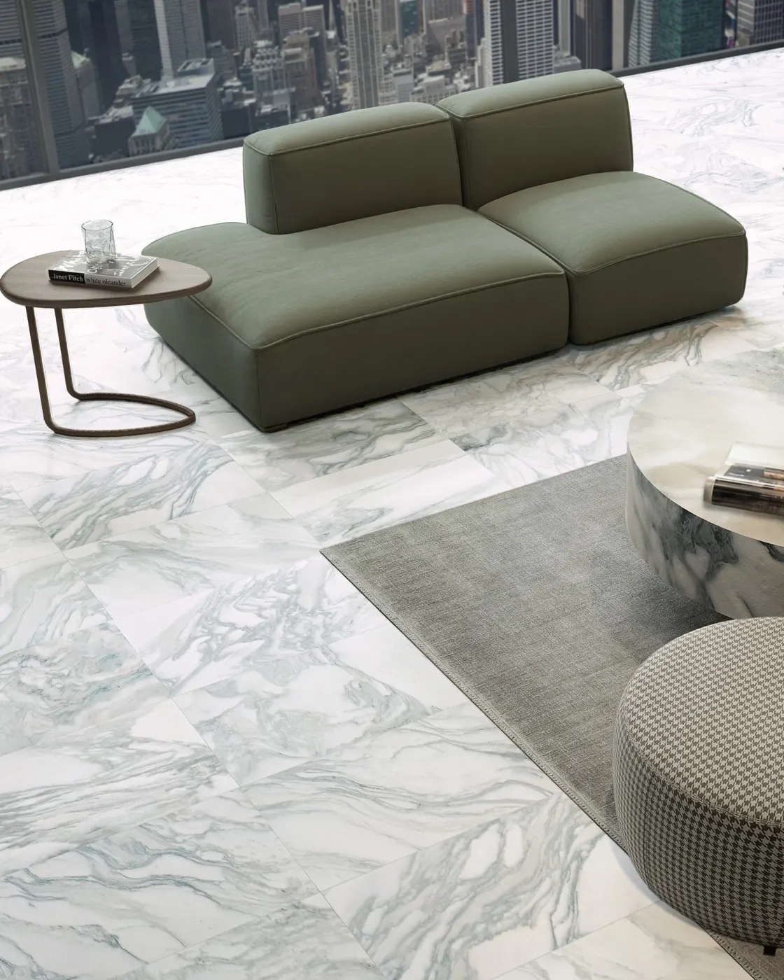 Calacatta Verde marble installed