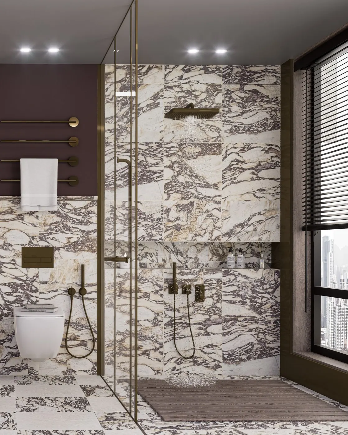 Calacatta Viola marble installed