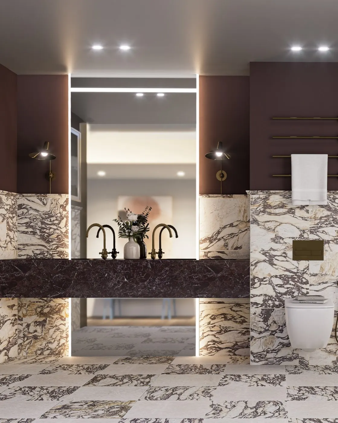 Calacatta Viola marble installed
