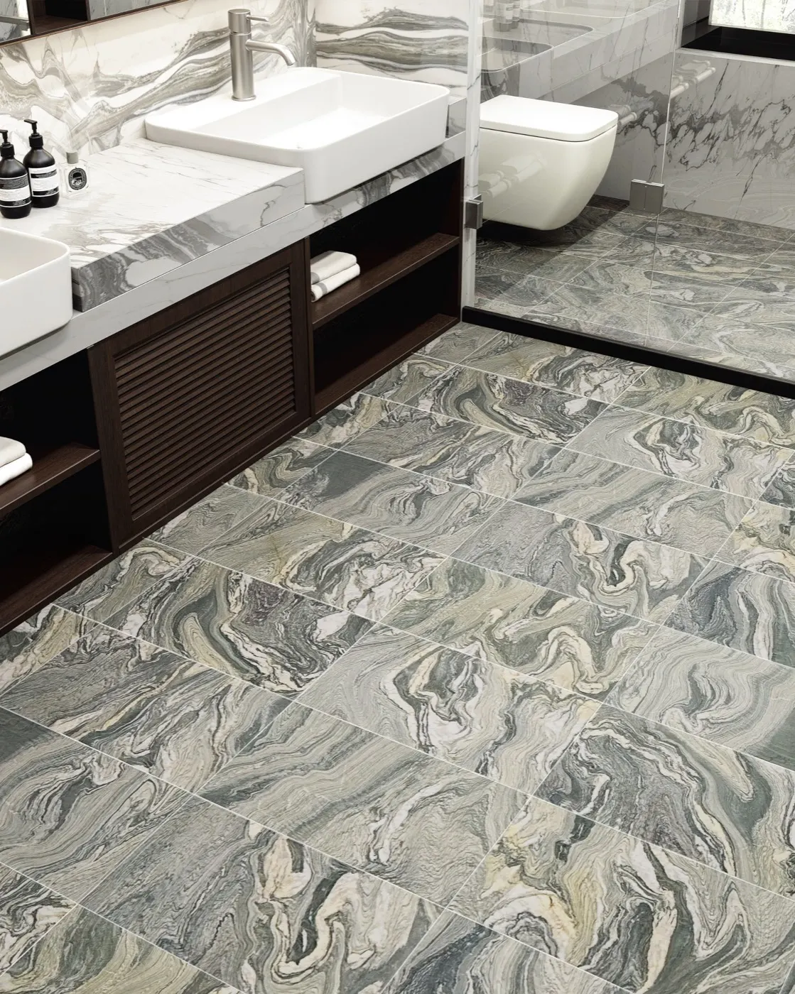 Cipollino marble installed