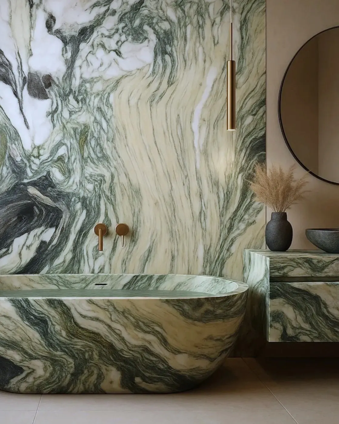 Cipollino marble installed