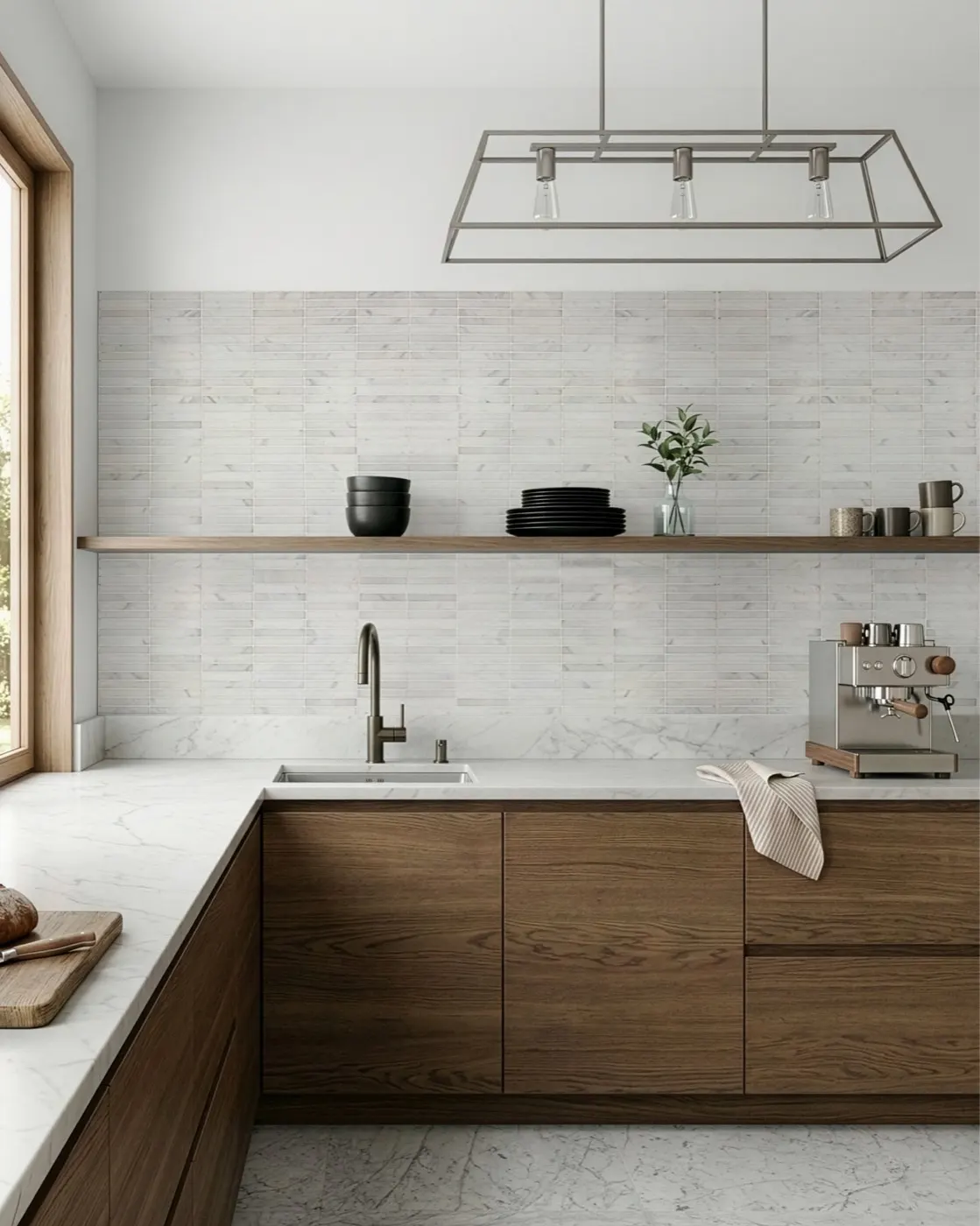 Dynasty White marble installed