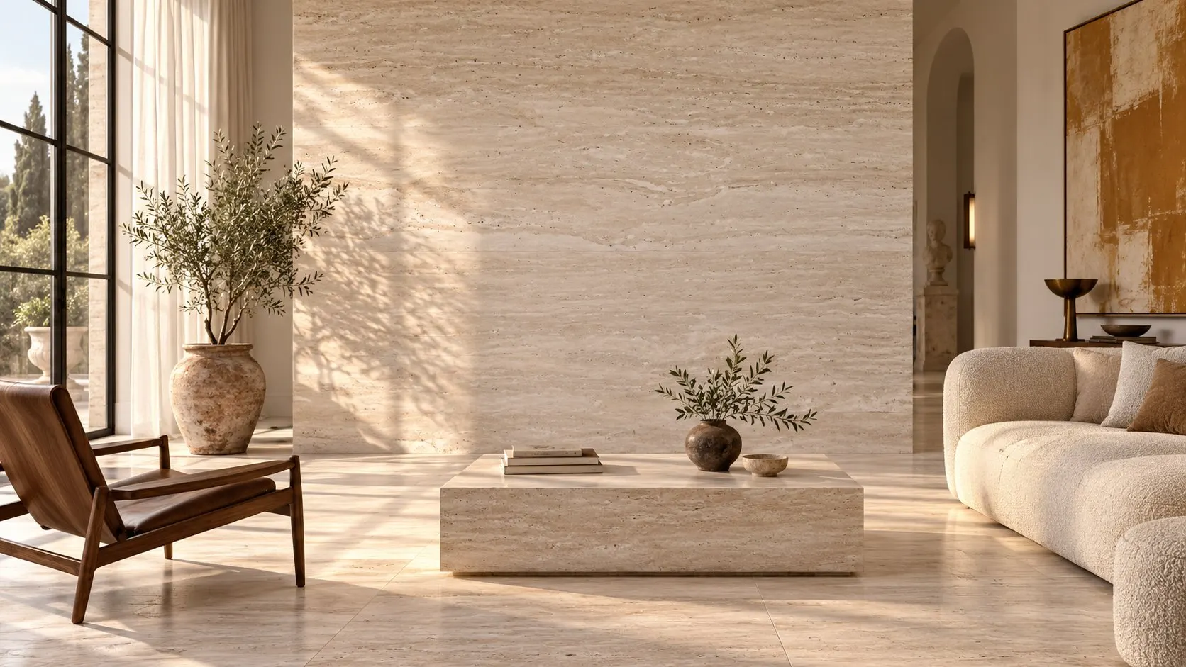 Travertine installed