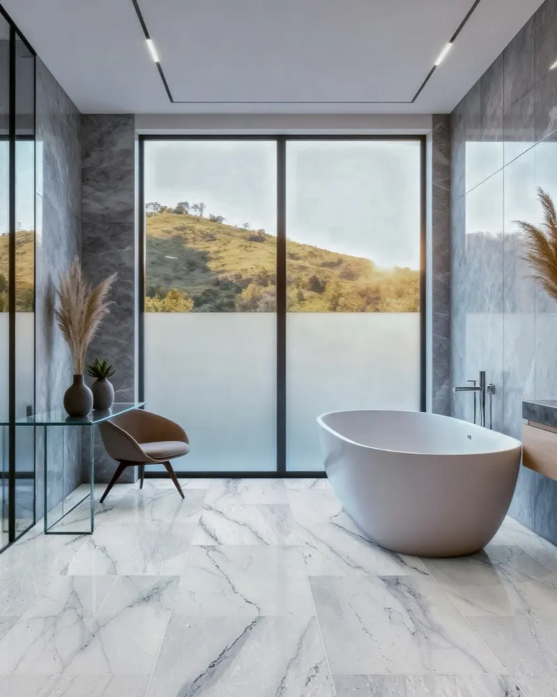 Lincoln Silver marble tiles