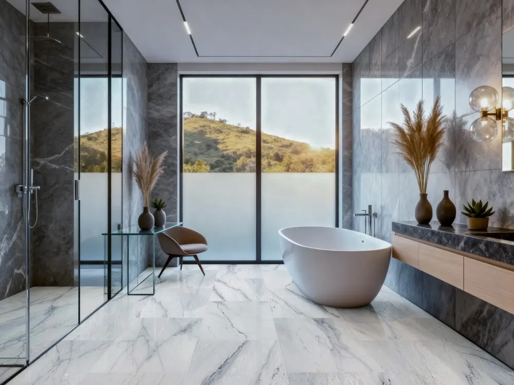 Lincoln Silver marble tiles