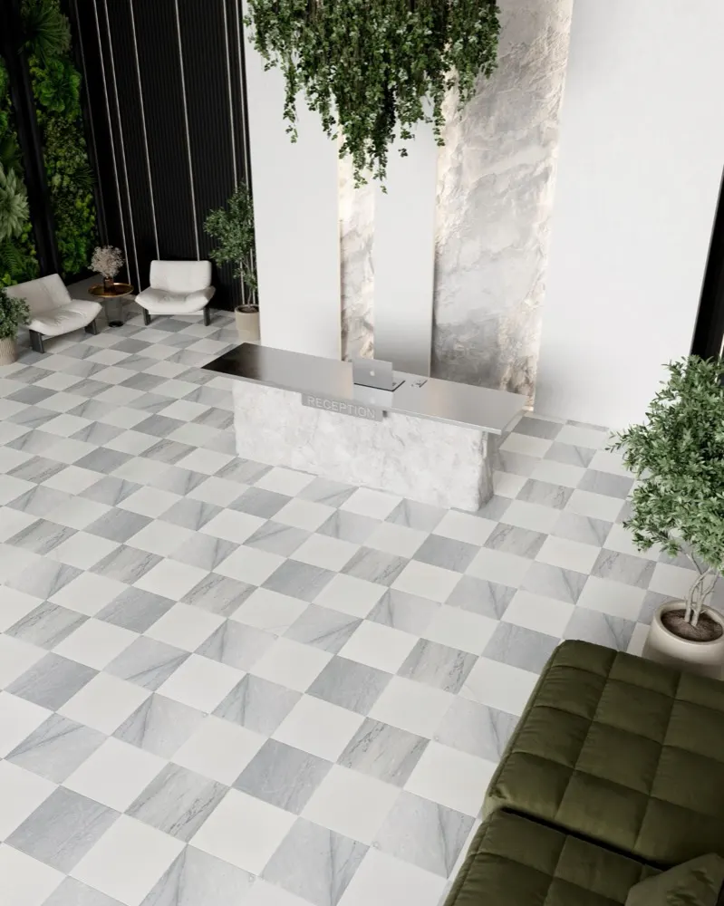 Lincoln Silver marble tiles