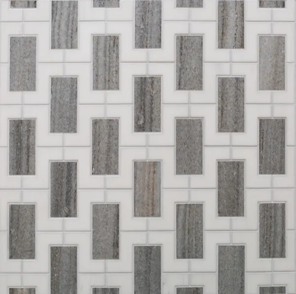Column – Bianco Dolomite & Blu Velluto waterjet mosaic