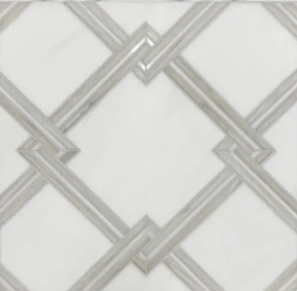 Trellis – Bianco Dolomite & Nestos waterjet mosaic