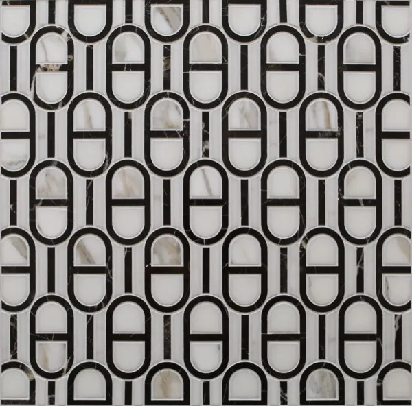Capsule – Calacatta Gold & St. Laurent waterjet mosaic