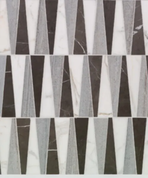 Obelisk – Mona White & Calacatta Gold & Blu Velluto waterjet mosaic