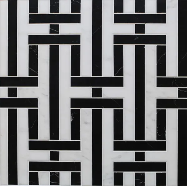 Fret – Nero Marquina & Dynasty White waterjet mosaic