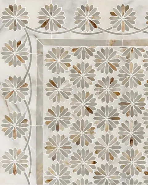 Marguerite – Beige marble waterjet mosaic
