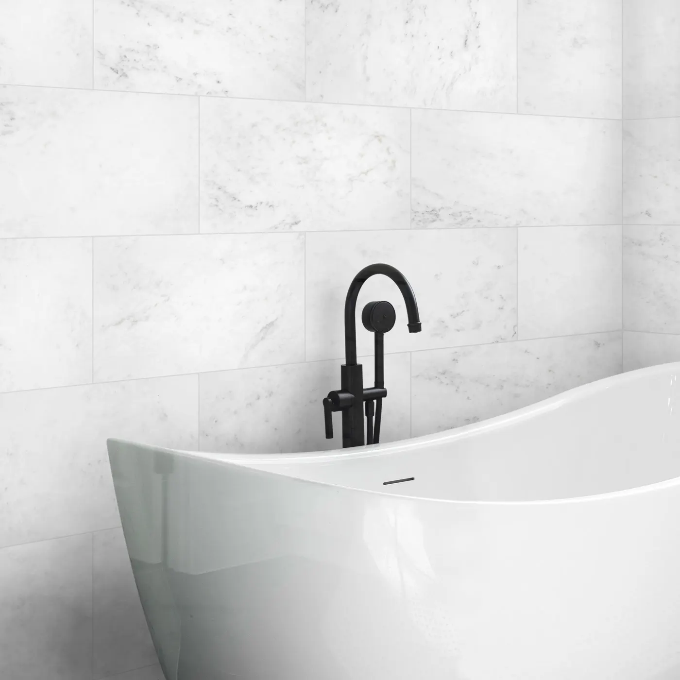 Oriental White marble installed