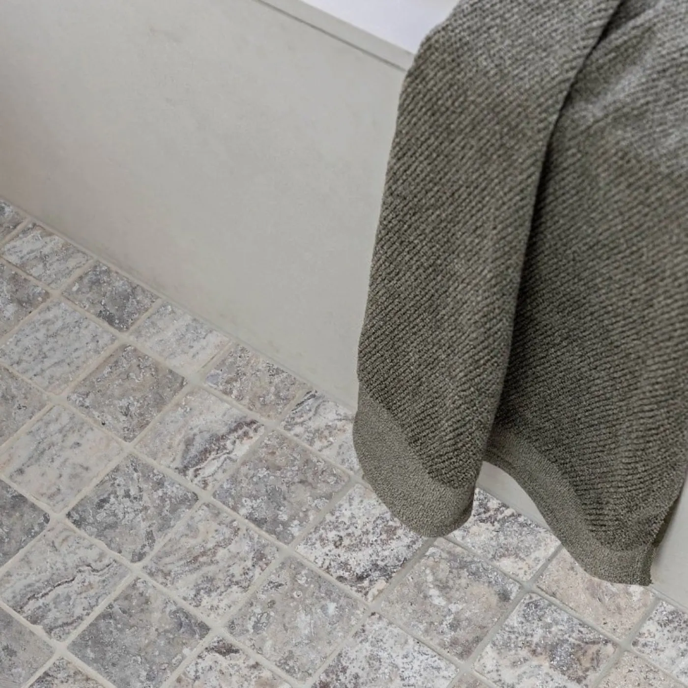 Silver travertine installed