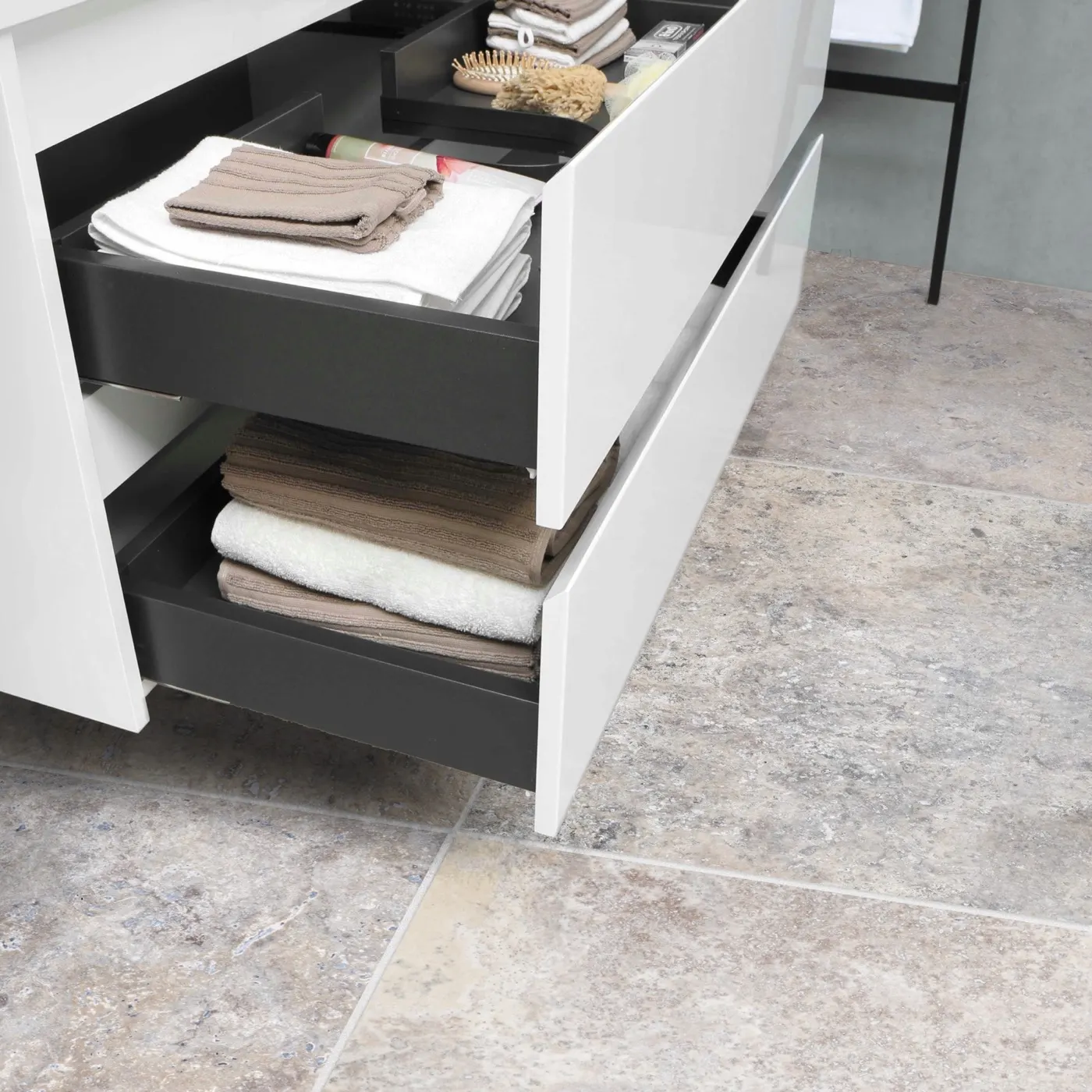 Silver travertine installed