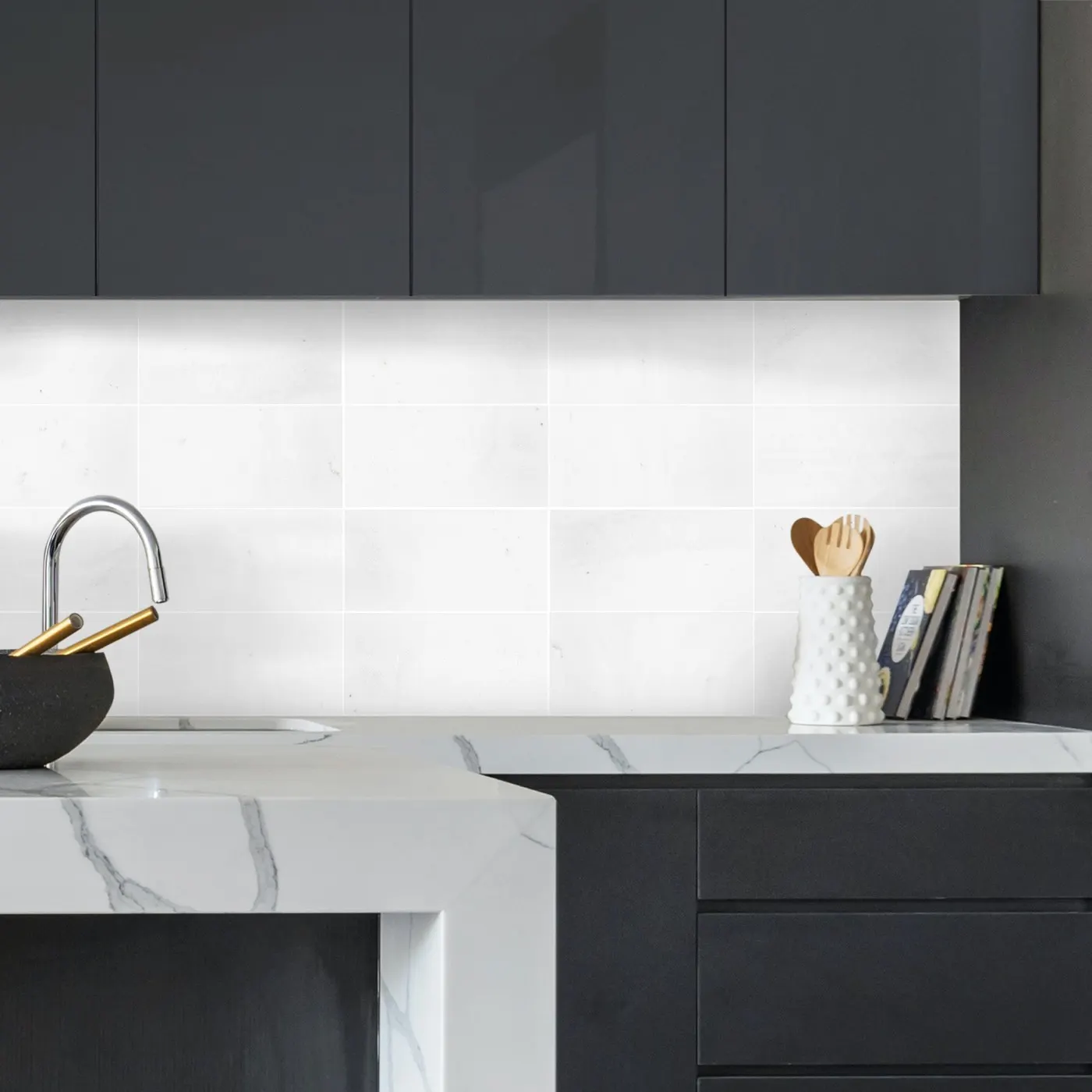 Thassos marble installed