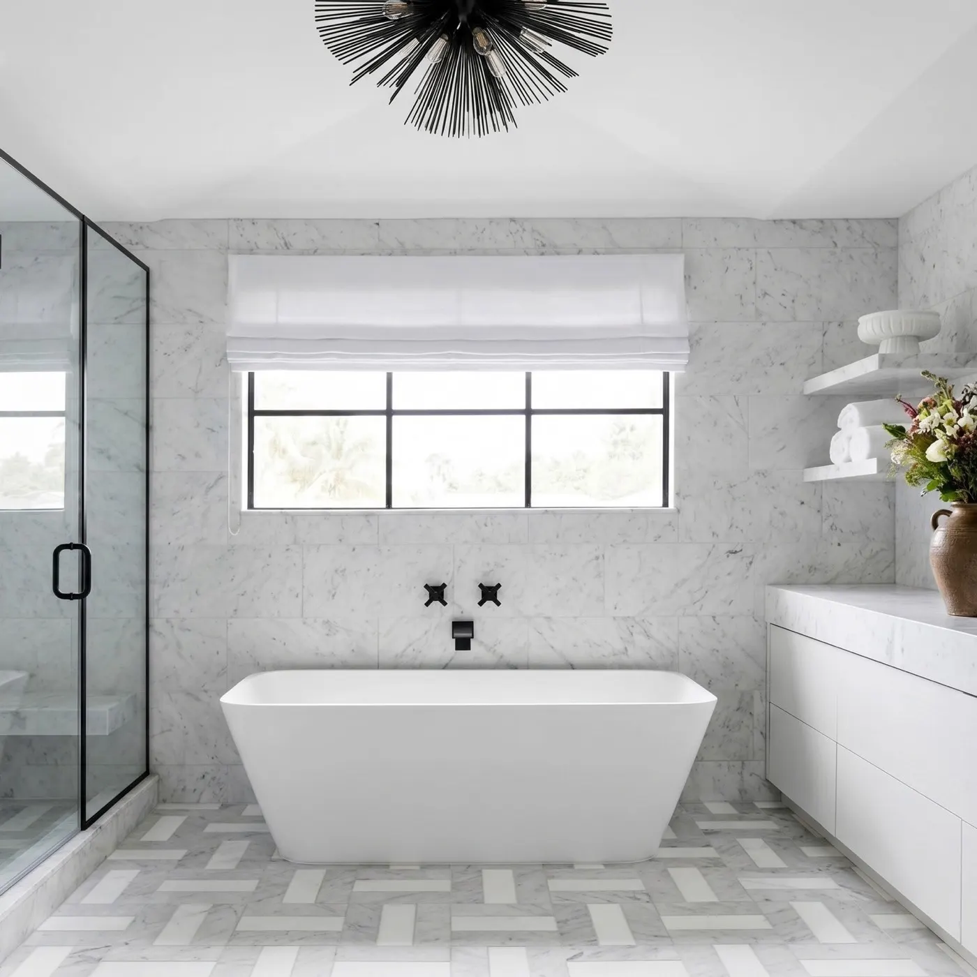 Thassos marble installed