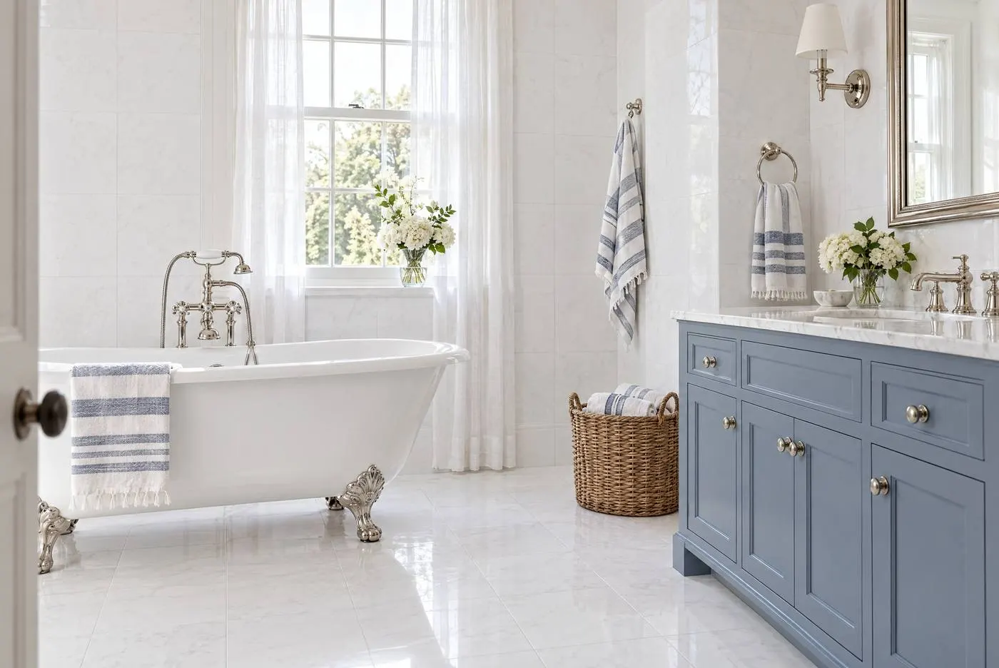 Wave White marble
