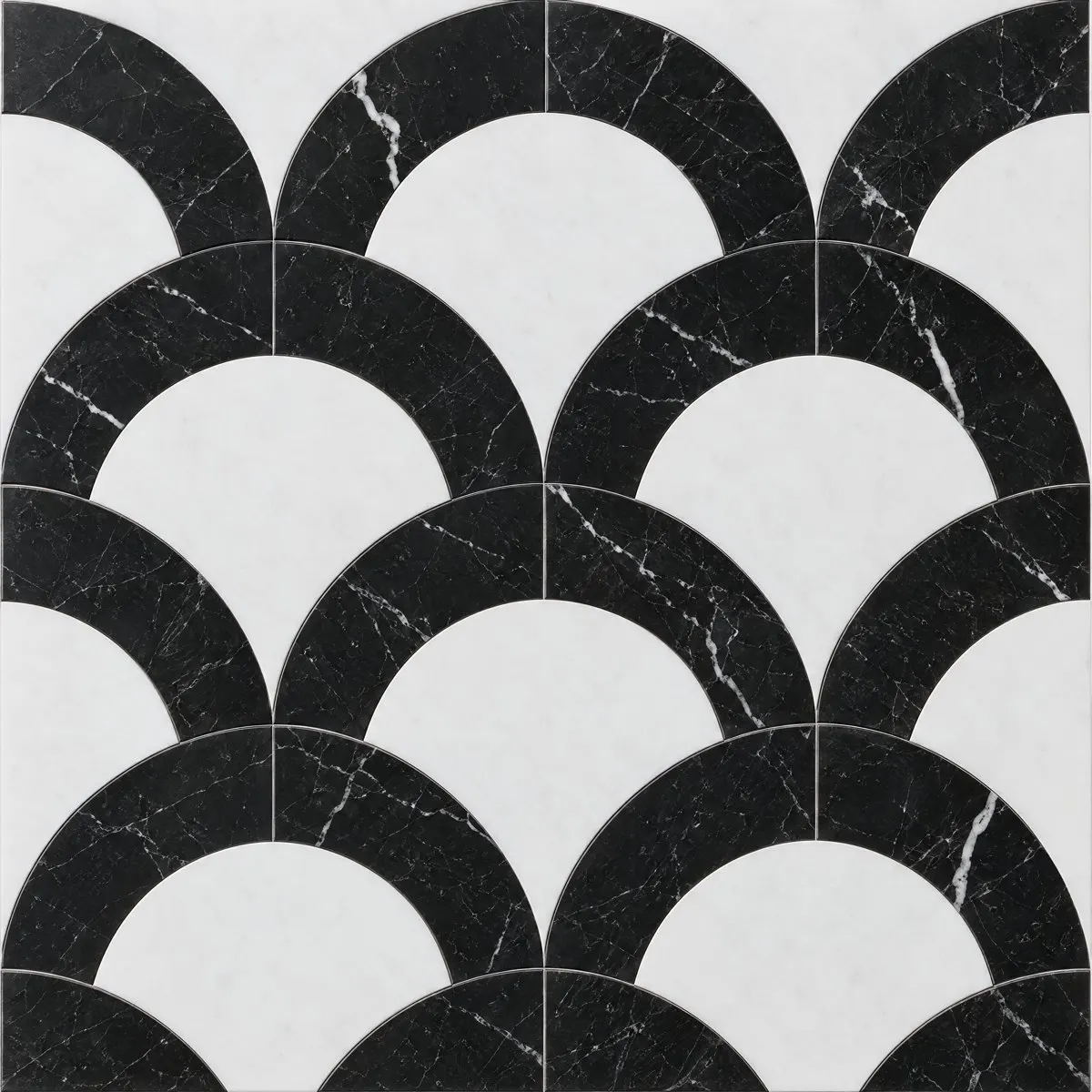 Arc waterjet design in Nero Marquina and Thassos